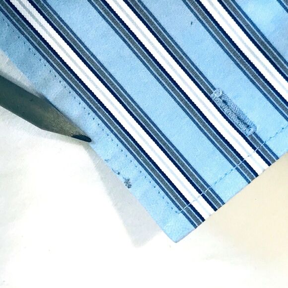 Sean John Shirt RARE SJ Spell-Out Blue Stripe French Cuff XXL Mens Y2K Hip Hop - Picture 10 of 11